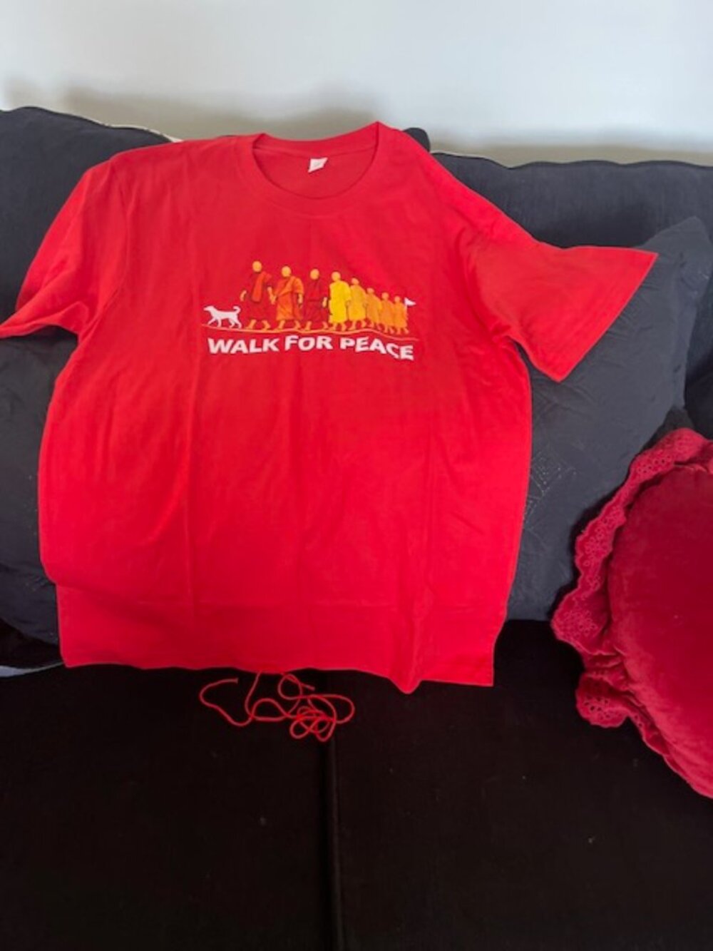 Men's Retro Walk For Peace Monks With Aloka Dog Print T-Shirt